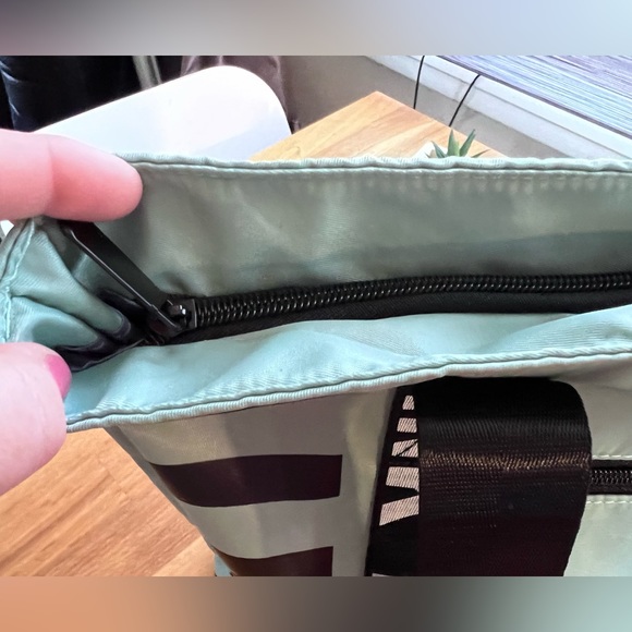 Pink by Victoria’s Secret, letter graphic tote bag, mint green & black, NWOT - Picture 5 of 12